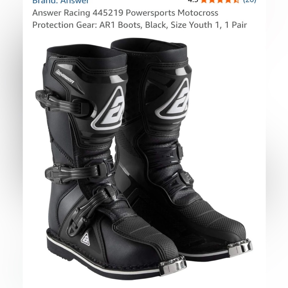 Answer Racing Kids Black Motocross Boots